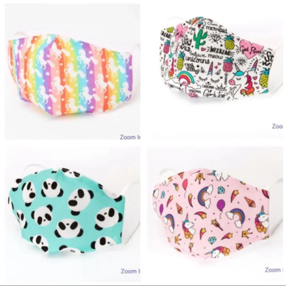 2 FOR $10 Rainbow unicorn cotton face mask